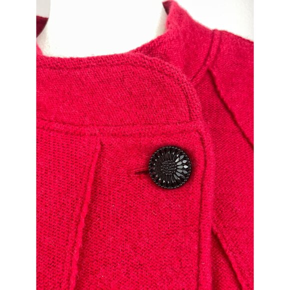 JM Collection Red Wool Cardigan Sweater Womens XL Button Up Mandarin Collar - Picture 4 of 6